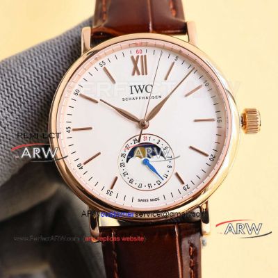 New replica IWC Portofino Moon Phase Rose Gold Case Swiss Automatic Movement Watch 39mm 